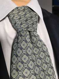 Krawat szarozielony w geometryczny wzór Tora