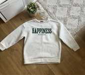 Szara bluza oversize zielony napis Happiness rozm M