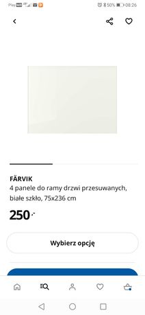 Ikea 4 białe szkło panele do drzwi szafy przesuwnej Pax