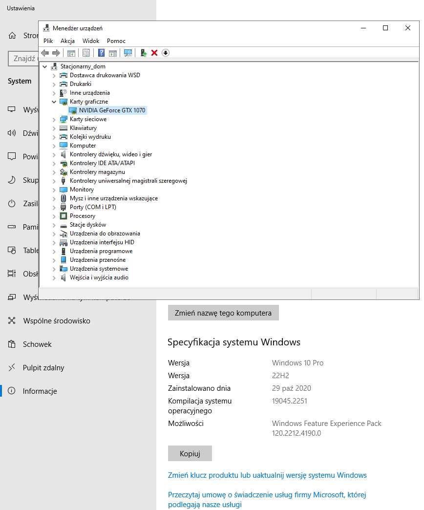 Komputer staacjonarny I5 3,5GHz, GTX 1070, 16GB Ram
