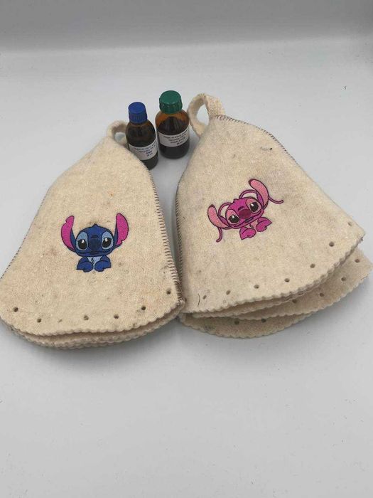 Czapka do Sauny,(naturalna) 100 % wełna owcza z obrazkiem dla Par