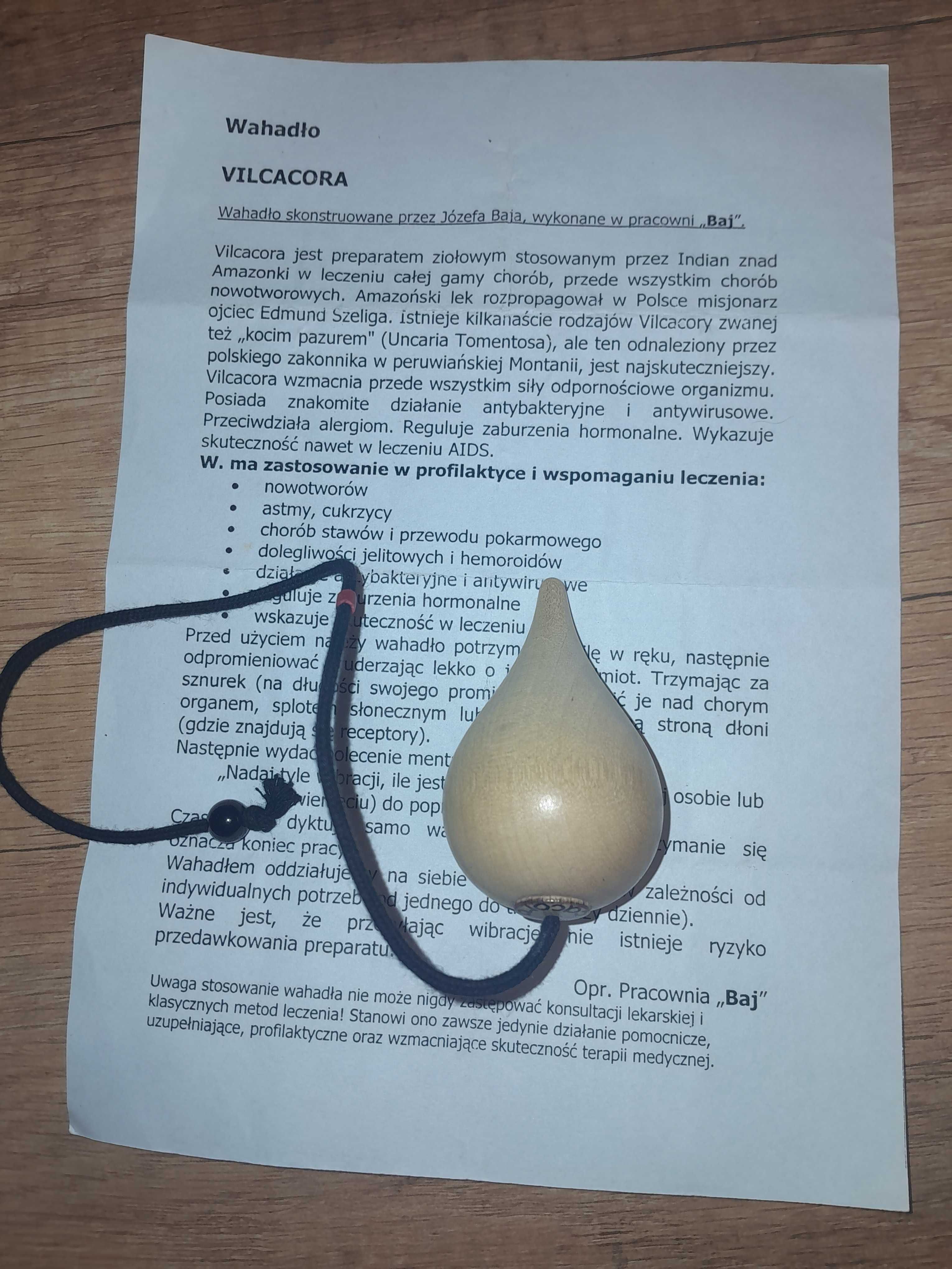 Wahadło wahadełko Vilcacora koci pazur rak astma hormony bakterie