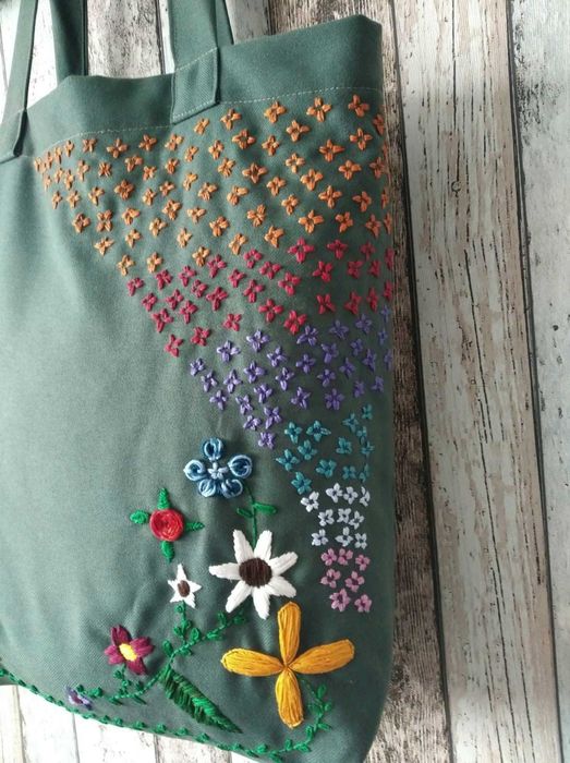 Torba na zakupy, haft ręczny