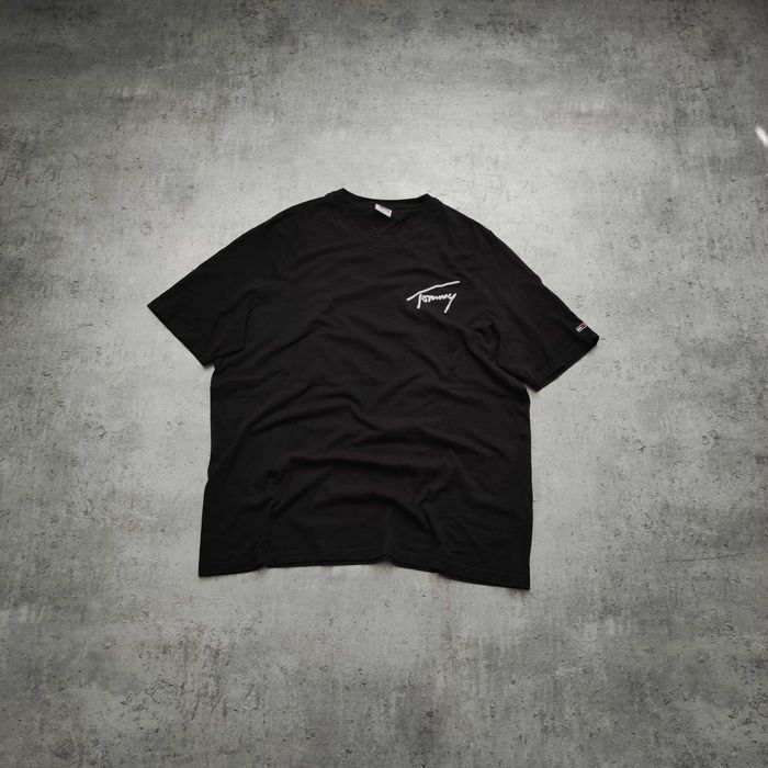 MĘSKA Koszulka PREMIUM Bawełna Haft Logo Tommy Hilfiger Jeans Czarna