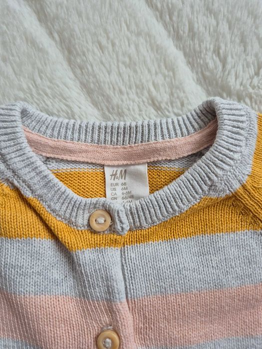 Bawełniany sweterek H&M kolorowy rozmiar 68