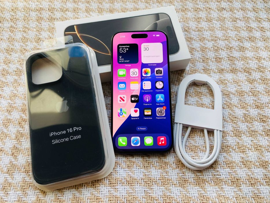 IPHONE 16 PRO 256Gb ІДЕАЛ АКБ 95% Black Titanium NEVERLOCK ( 20542)
