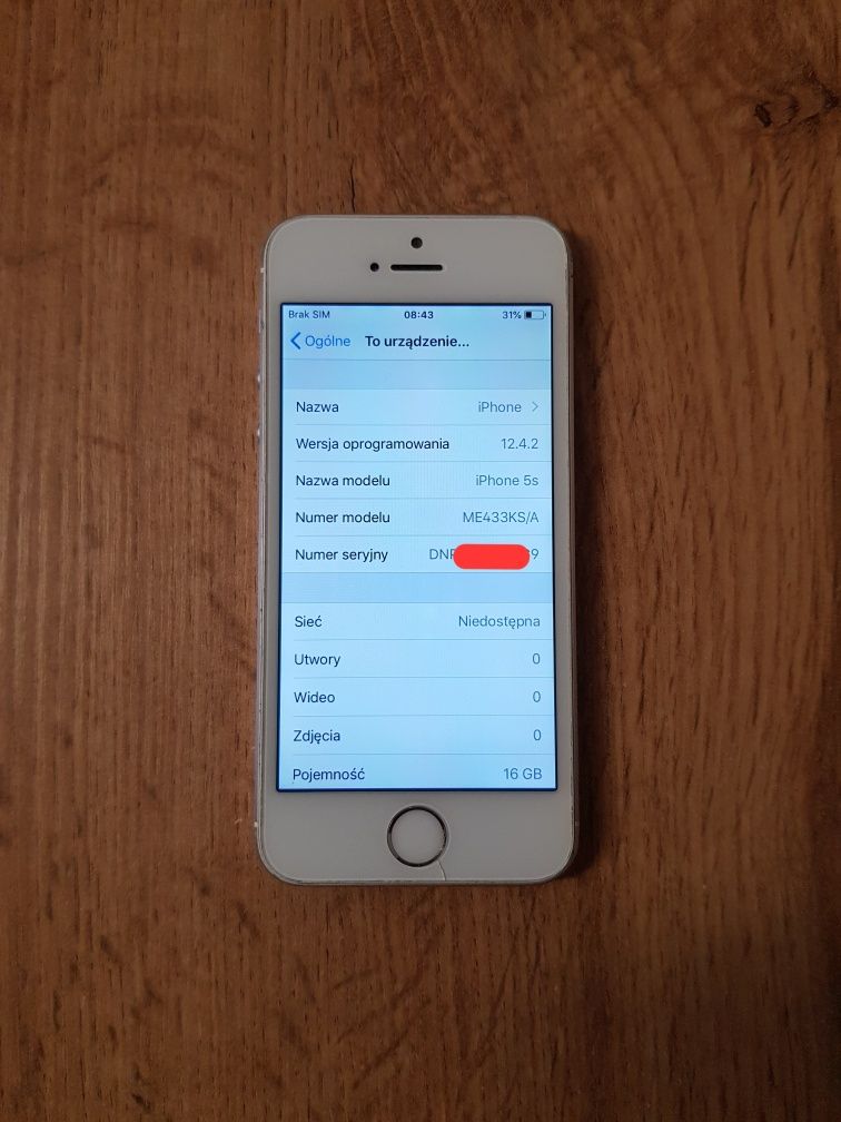 (NIEAKTYWNE DO 27.07) iPhone 5S 16GB A1457