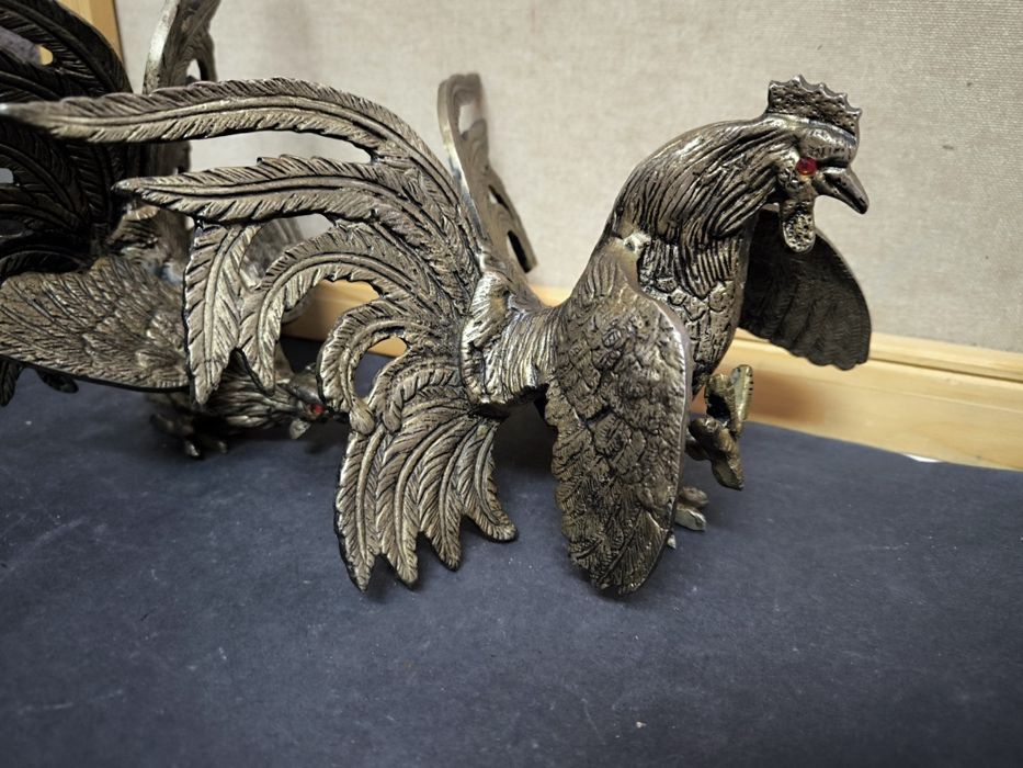 2 Galos em Estanho - Decoração