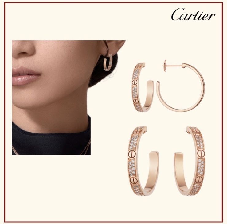 Золотые серьги Cartier Love с бриллиантами 0.48 карат.