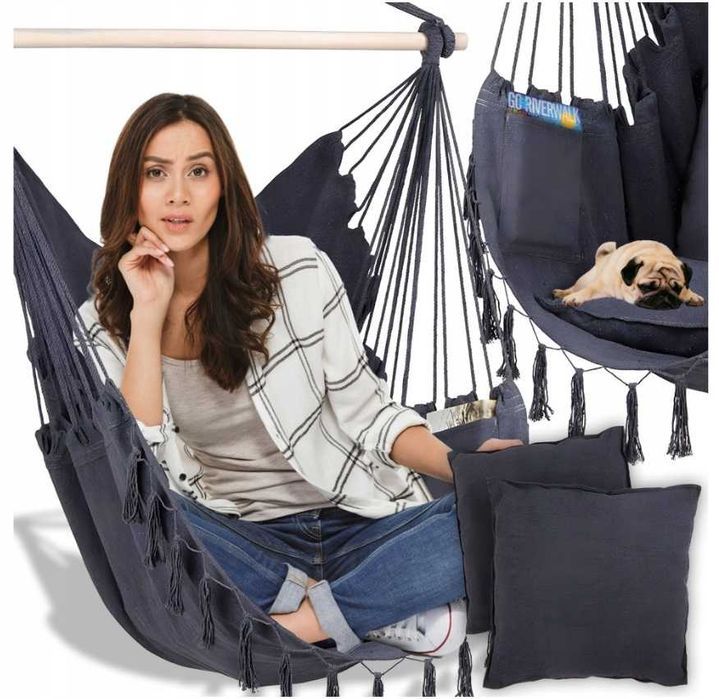 FOTEL WISZĄCY Krzesło Brazylijskie Huśtawka Hamak Ogrodowy Balkon BOHO