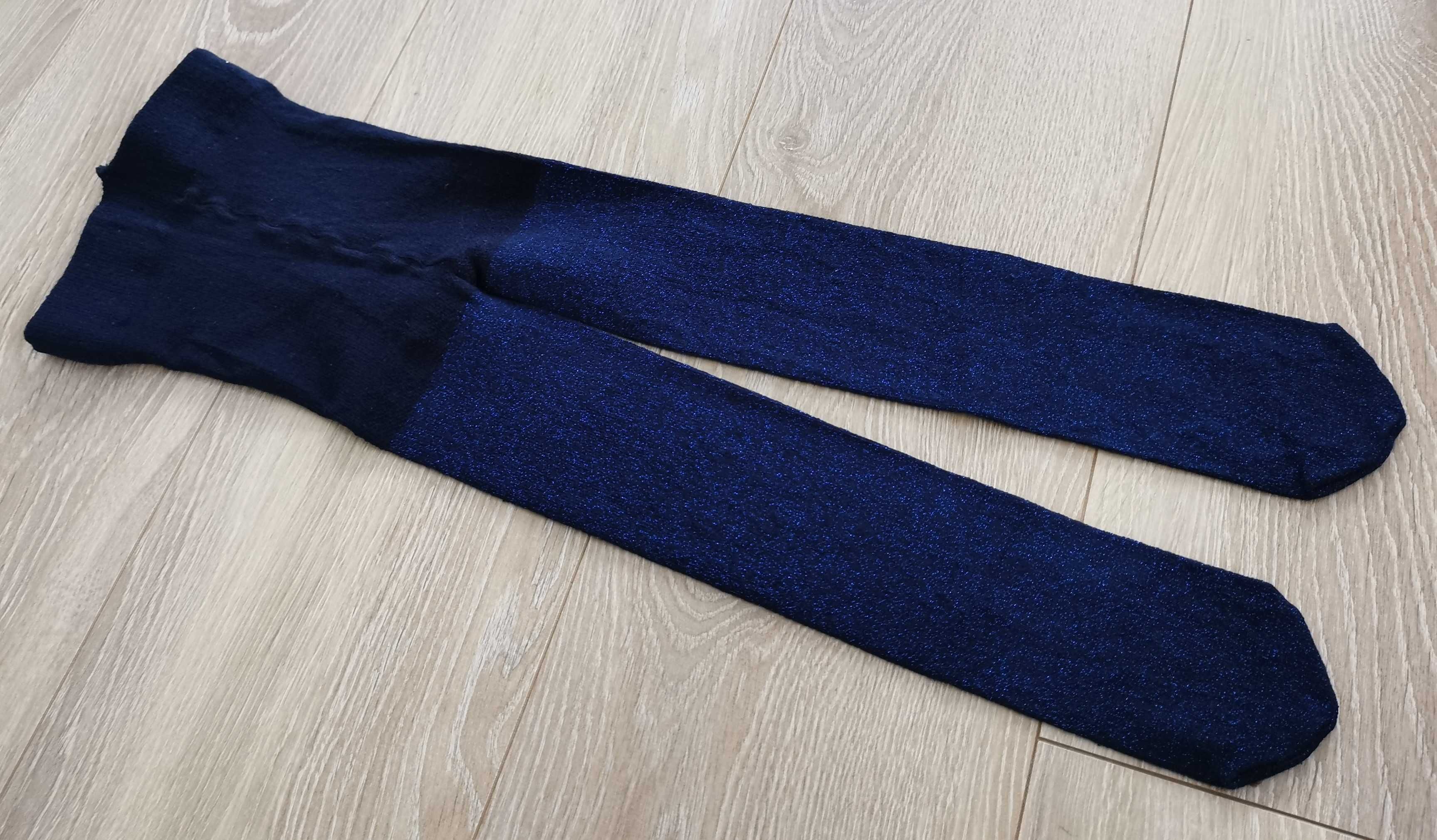 NOWE rajstopy brokatowe granatowe 74 cm coccodrillo świąteczne