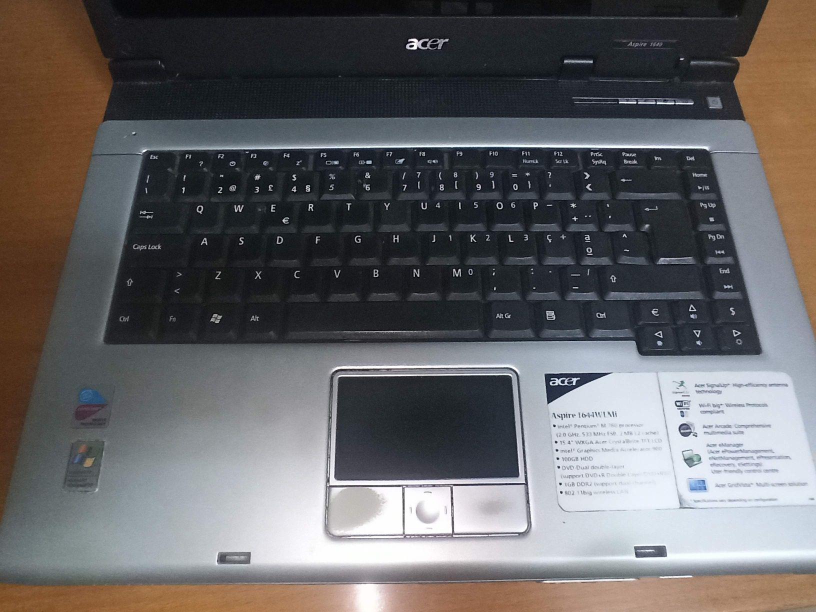 Portátil Acer Aspire 1644 WLMi para peças