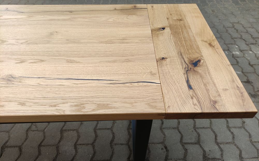 Stół drewniany dębowy loftowy nowoczesny rozkładany loft industrial
