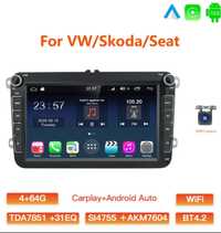 Автомагнітола 9'' Андроід для VW Seat Skoda 4+64GB + HD камера