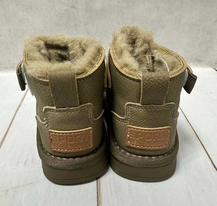 Зимові дитячі Ugg BBT уггі екошкіра хакі 23-24