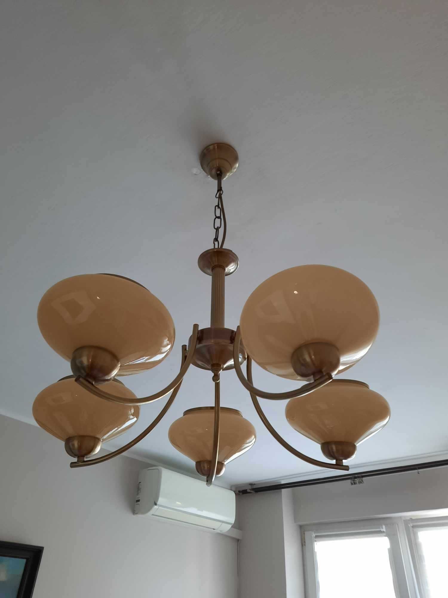 Lampa AJE-RITA 5 stal szkło patyna NOWA art deco