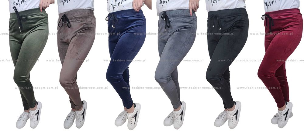 6 kolorów Spodnie damskie welur DRESY welurowe DRES TU SZARY L/XL