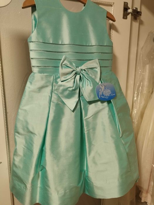 Vestido verde água 100% seda