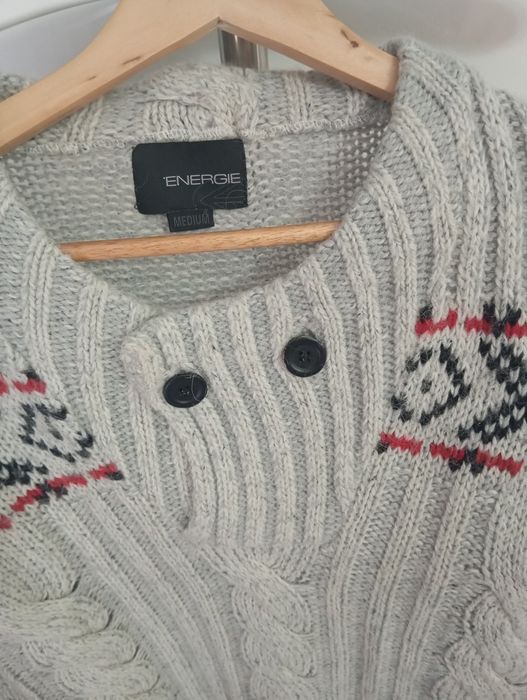 Camisola grossa Energie cinzenta com padrão étnico