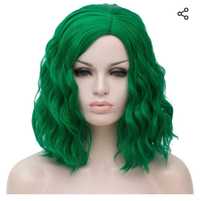 TANTAKO krótki bob falista zielona peruka dla kobiet damskie syntetycz