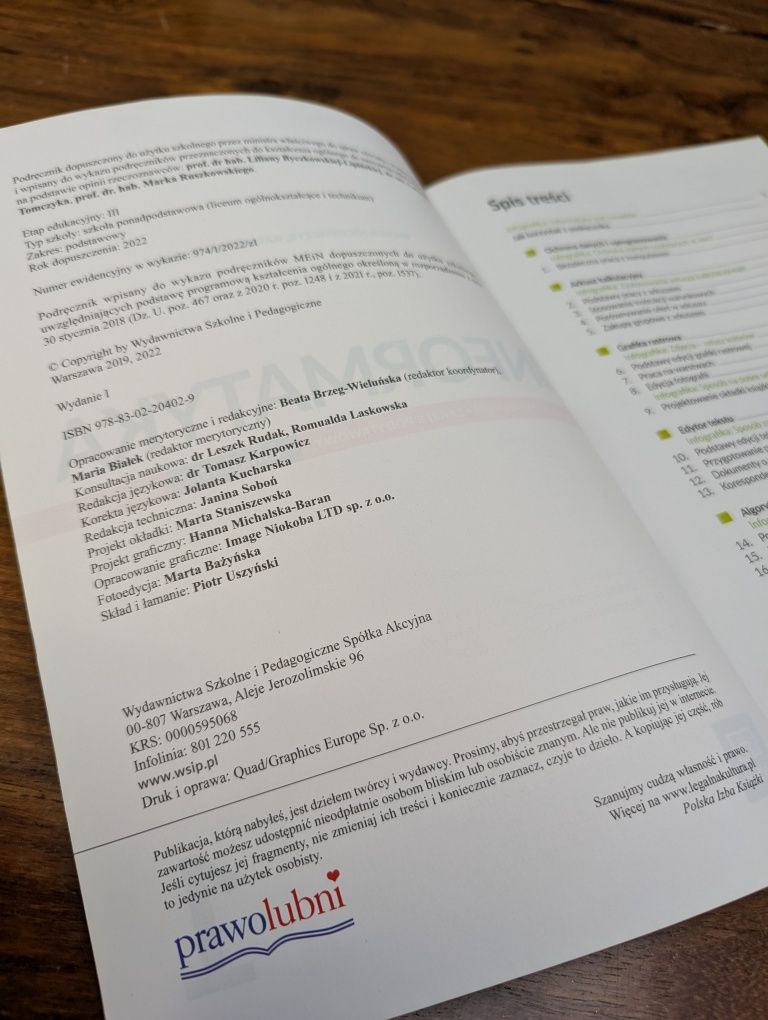 Informatyka 1, Podręcznik do liceum i technikum, zakres podstawowy