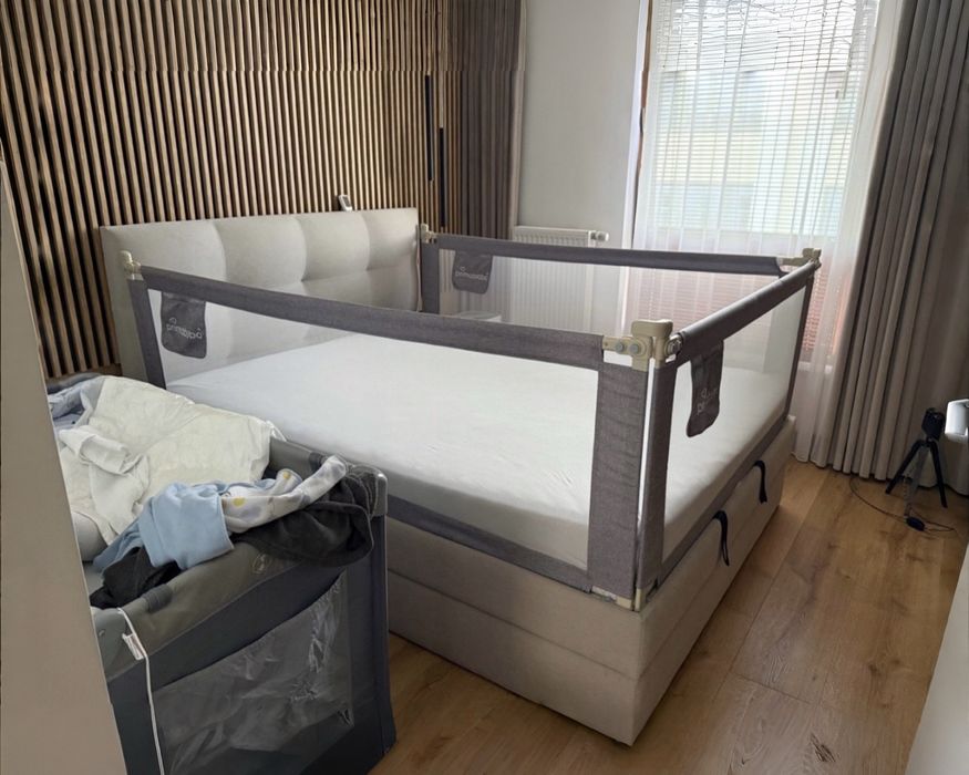 NOWA Solidna Wysoka Barierka Ochronna Do Łóżka Doa Dzieci Szara