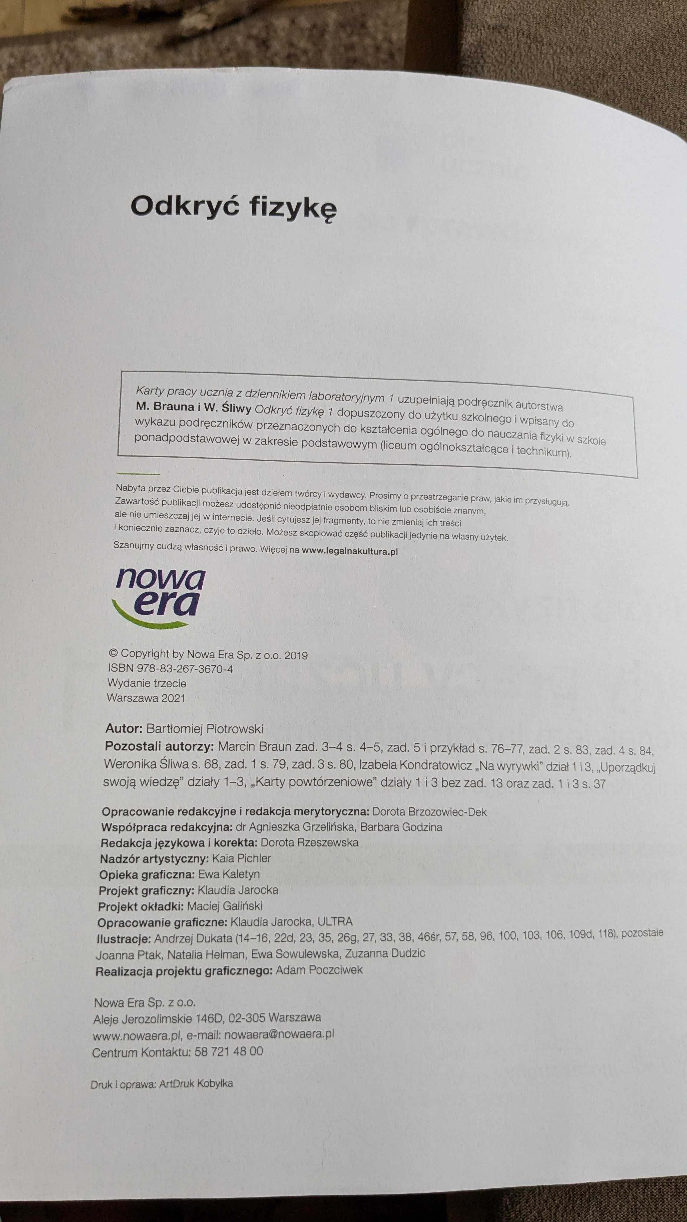Odkryć fizykę 1 zakres podstawowy nowa era