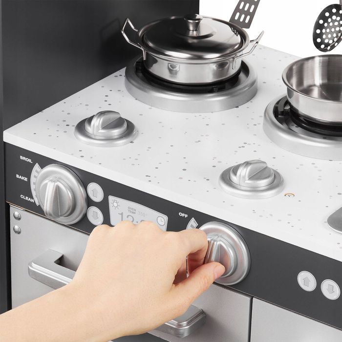 Duża Kuchnia Drewniana Dla Dzieci XXL Światło Płyta Grzewcza Pokrętła