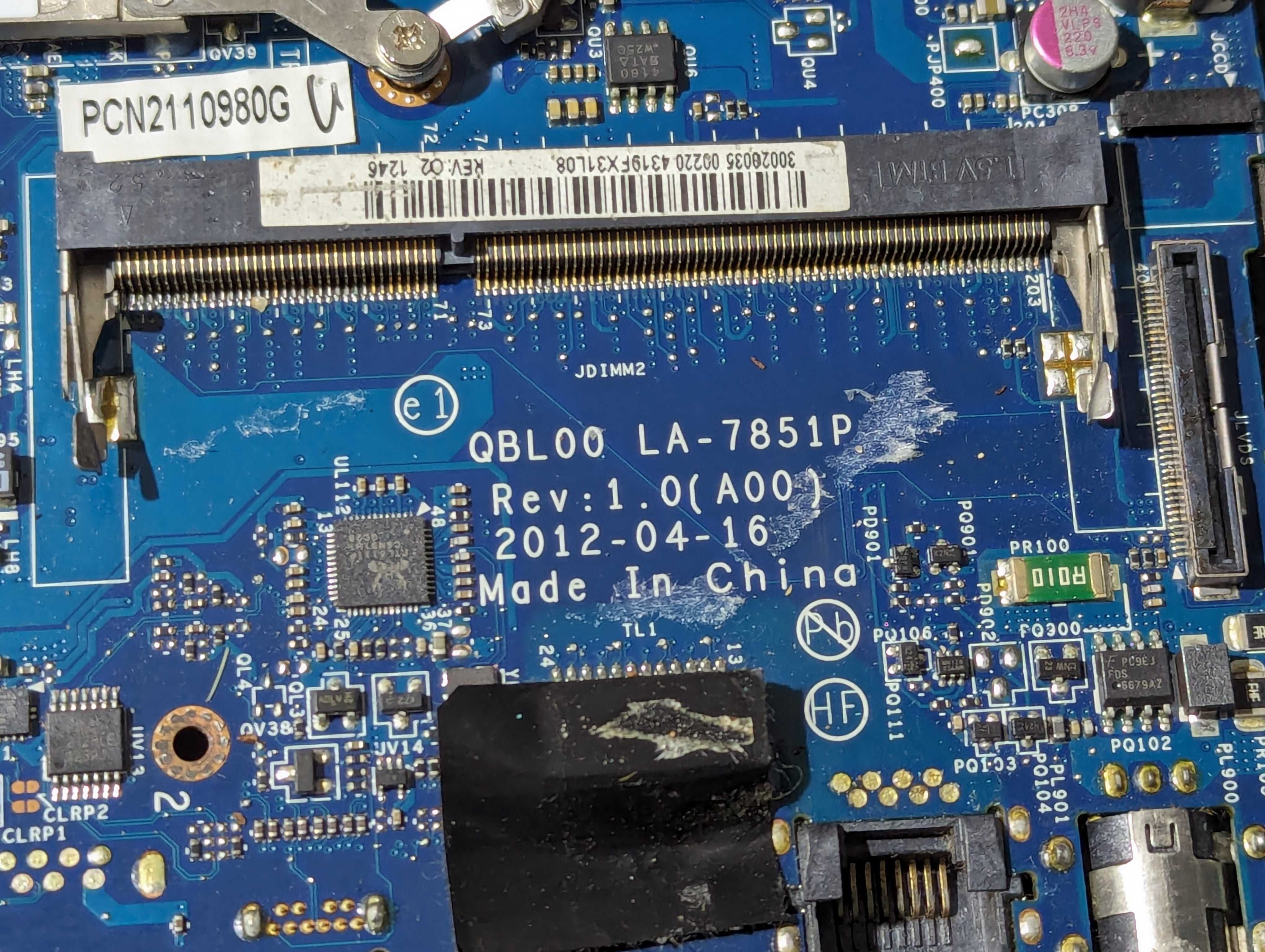 OEM Mother-Board Dell QBL00 LA-7851P REV: 1.0