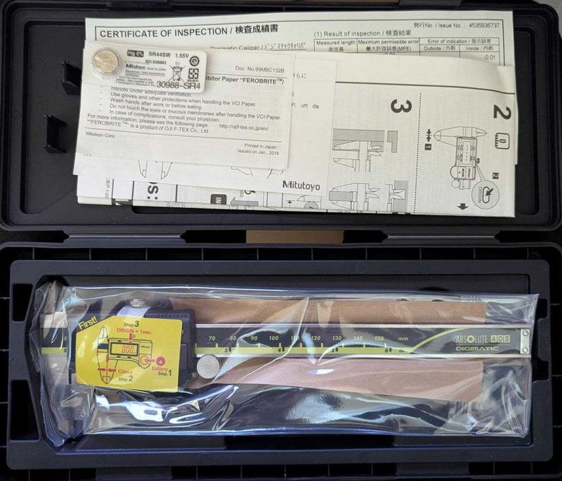 Mitutoyo твердосплавні губки електронний штангенциркуль 150мм, 0.01мм.