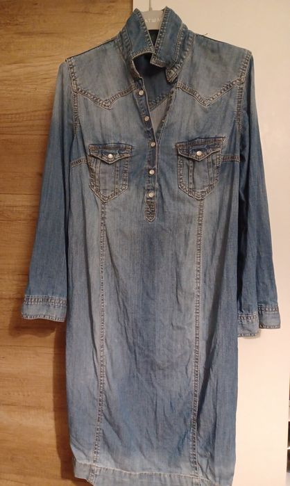 Jeansowa sukienka ciążowa na szczupłą osobę H&M Mama rozmiar XS bdb