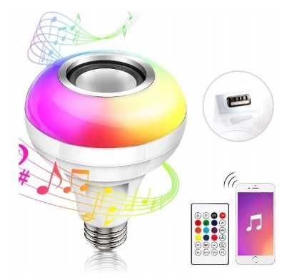 HAOFY Żarówka muzyczna z głośnikiem, LED kolorowa, pilot, głośnik wifi