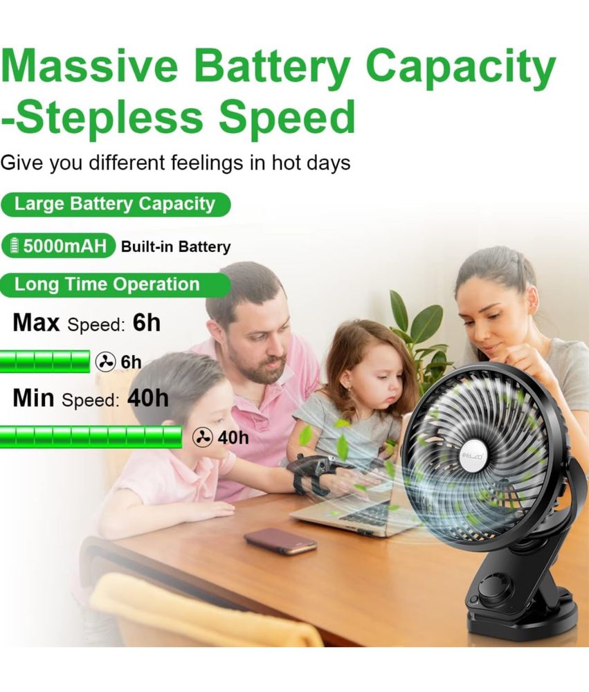 ELZO Wentylator biurkowy USB, 5000 mAh