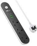 Przedłużacz Hulker z gniazdami USB, listwa zasilająca z 3 gniazdami, 3