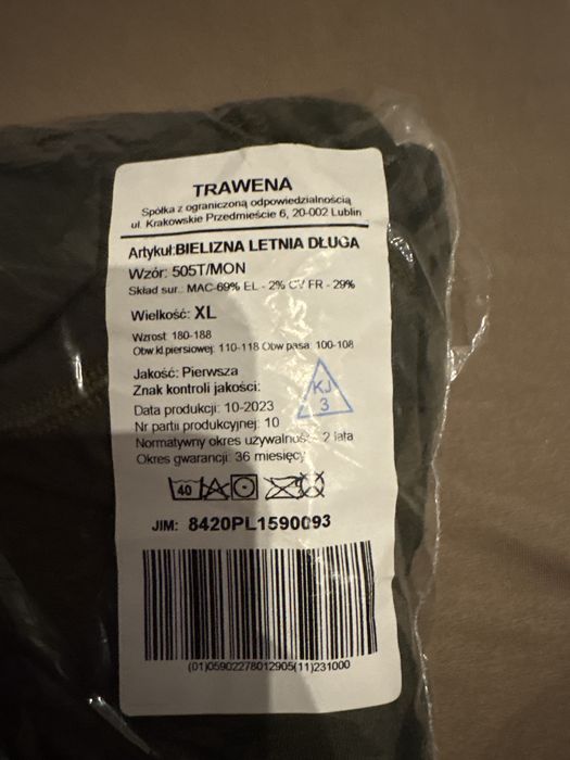 Bielizna letnia długa zapakowana nowa