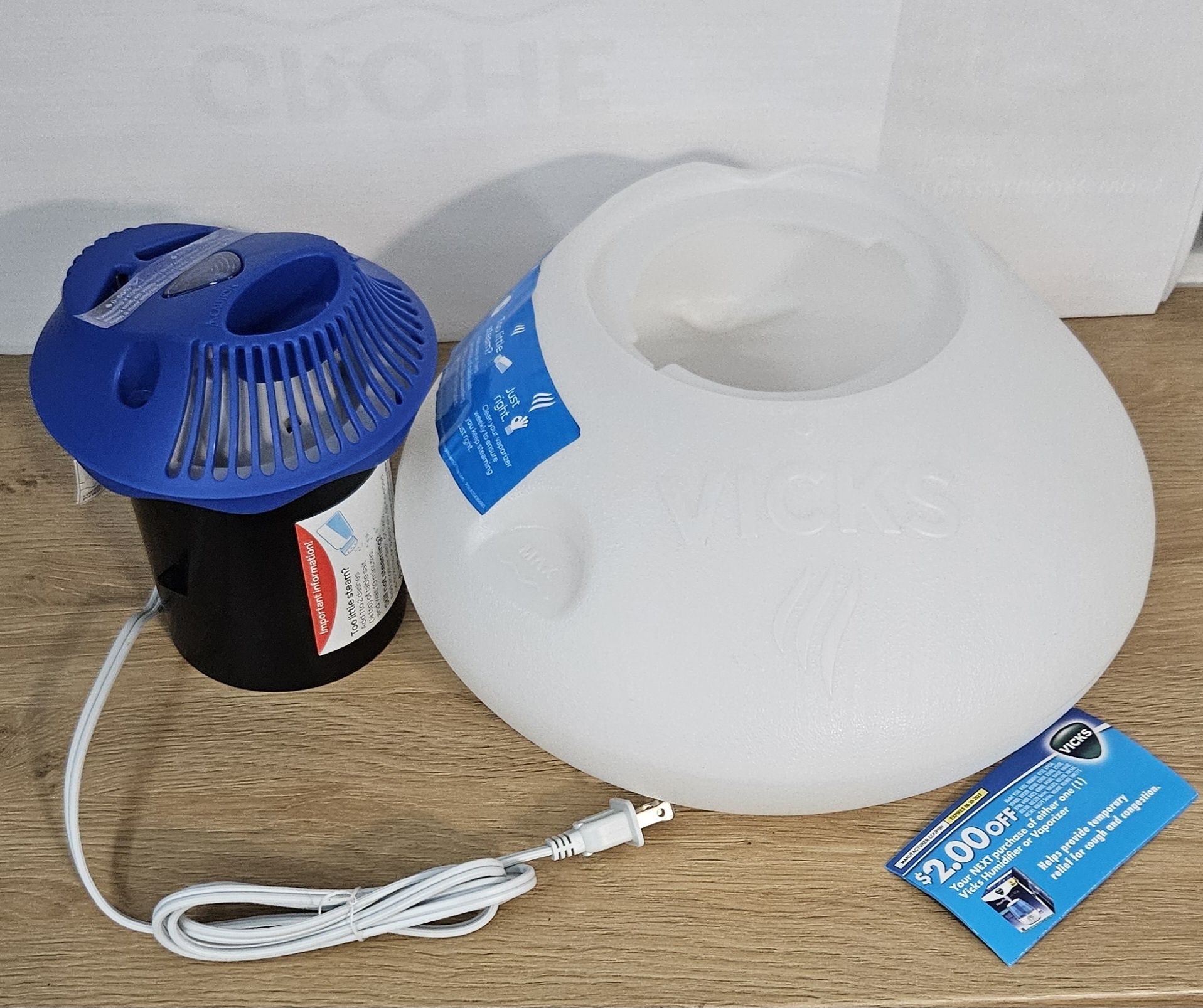 Nowy nawilżacz powietrza parowy Vicks Warm Steam inhalator