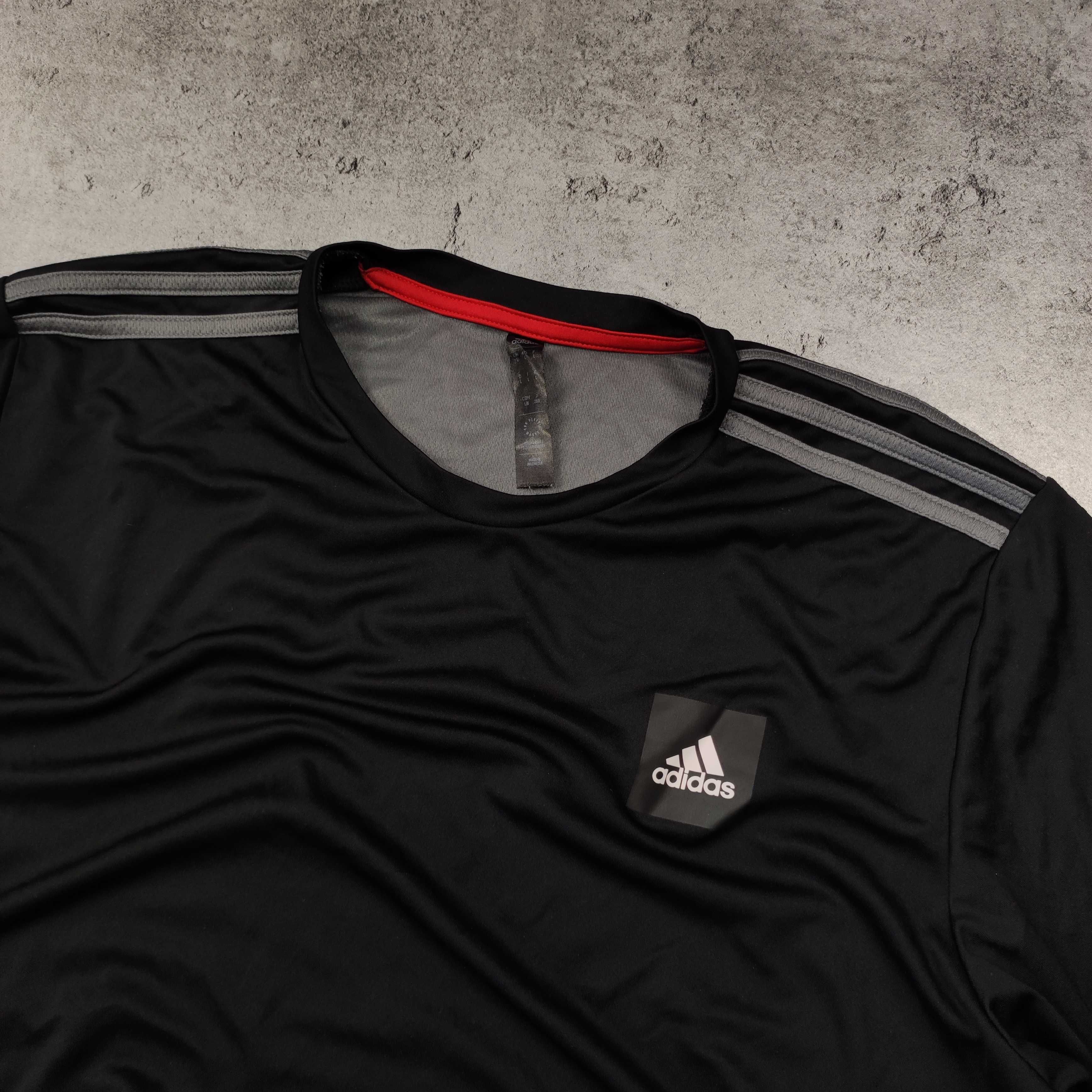 MĘSKA Koszulka Sportowa Adidas Clima 3 Paski Siłownia Bieganie Logo