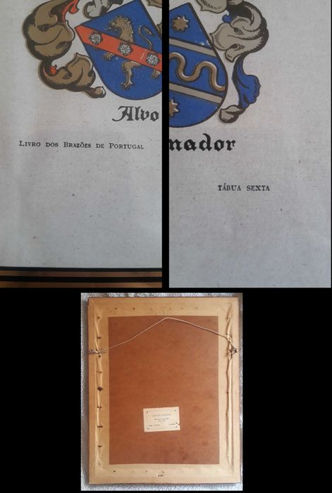 3 Gravuras raras do«Livro dos Brazões de Portugal»(ed.1929)emolduradas