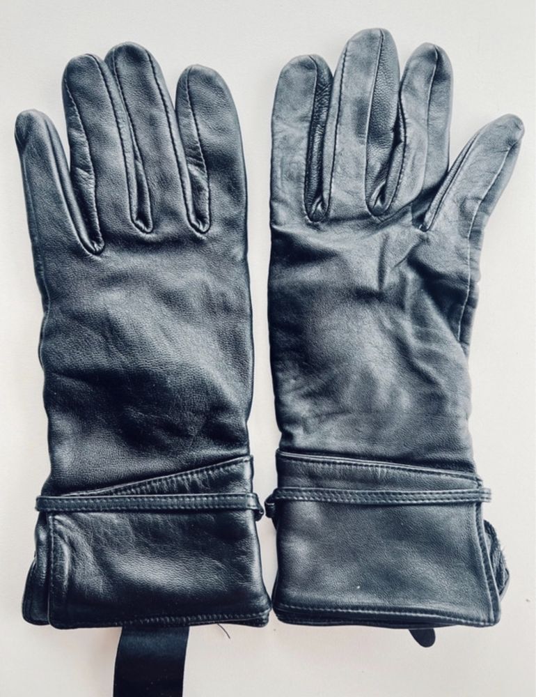 Rękawiczki rękawice czarne H&M skóra ekologiczne S rozmiar 7 ###