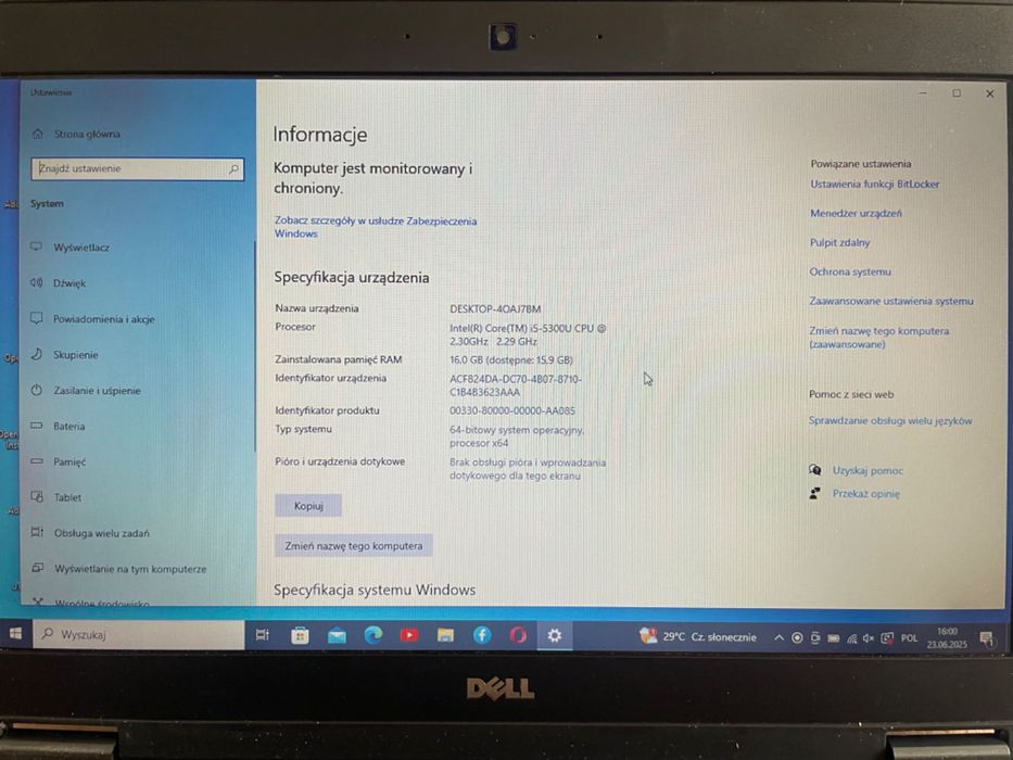 Komputer laptop dell Latitude E7250