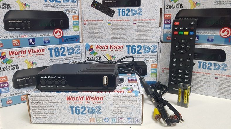 Новый World Vision T62D2 приставка т2 ресивер тюнер DVB-T2/C YouTube