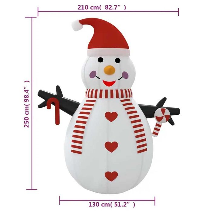 Boneco De Neve Insuflável Com Luzes Led 300cm - decoração de natal