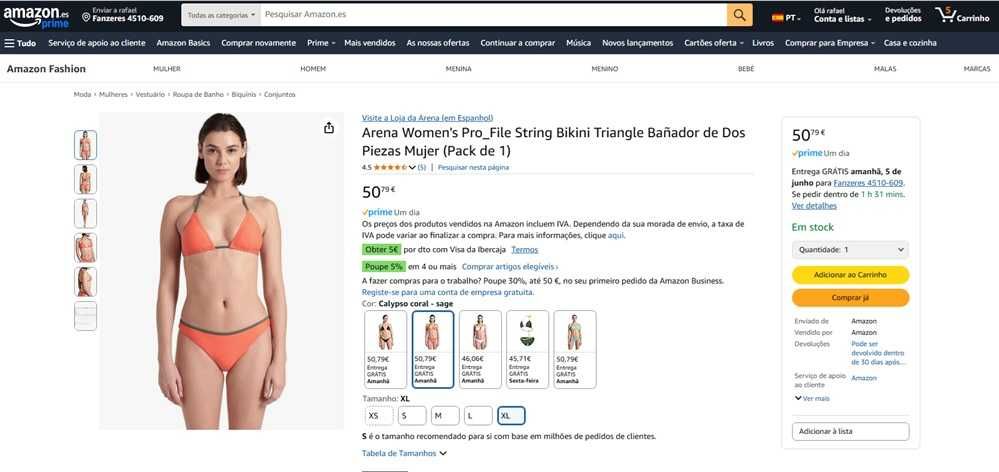 Arena Bikini Triangle de 2 peças tam: XL (1668)