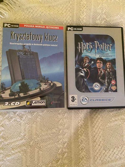 dwie płyty z grami Kryształowy klucz i 3 część Harrego Pottera