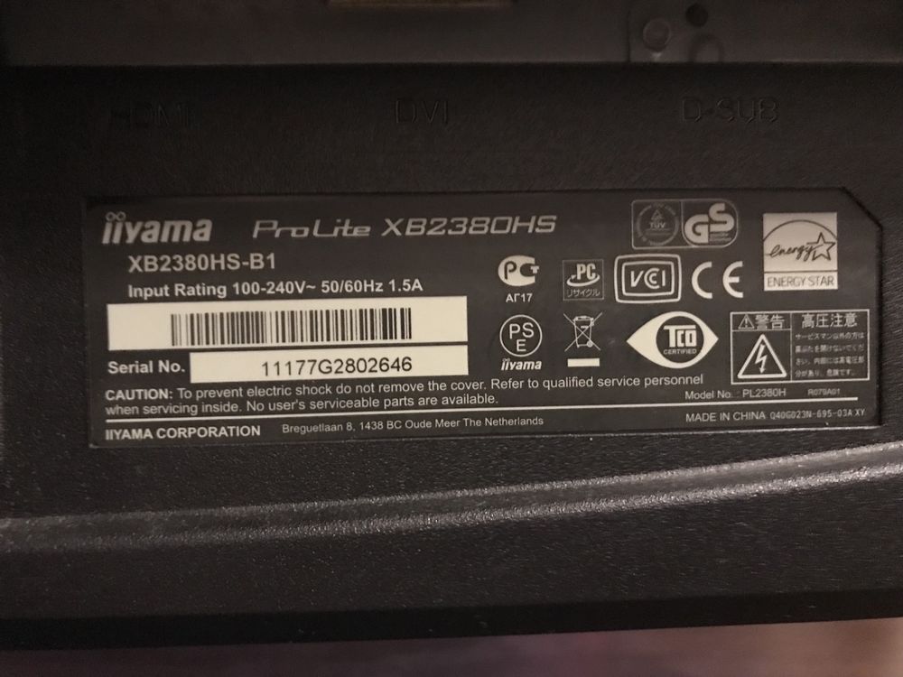 Монитор iiyama ProLite XB2380HS-B1