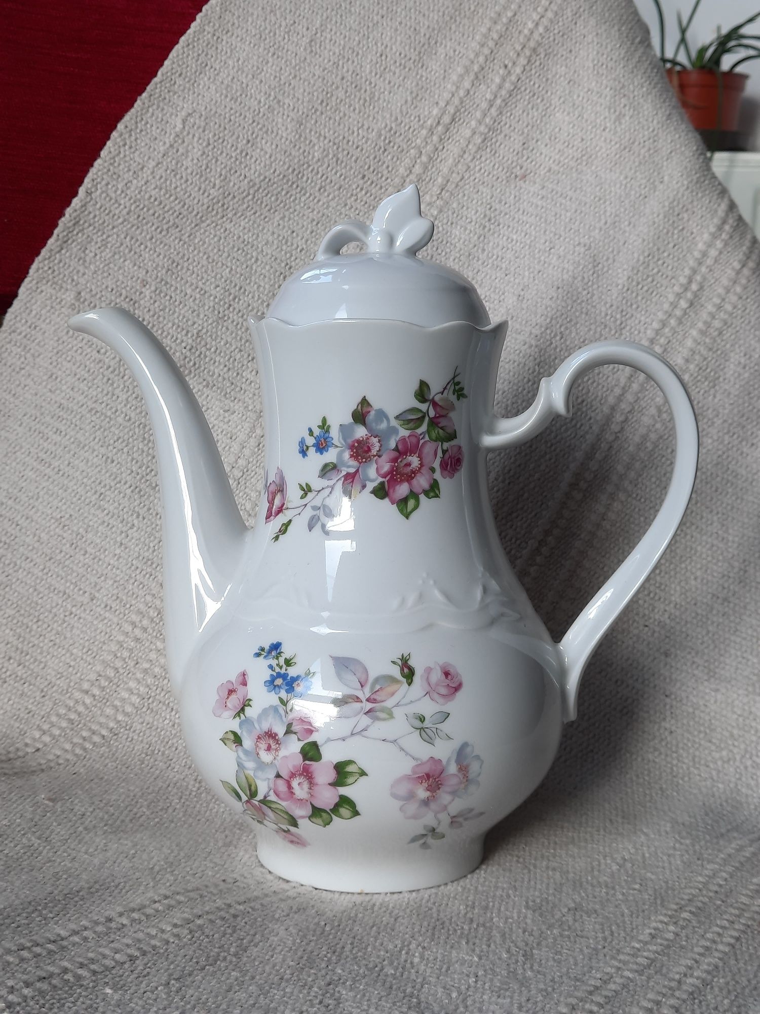 Dzbanek kahla kwiaty porcelana biała okrągły niemcy unikat kawa herbat