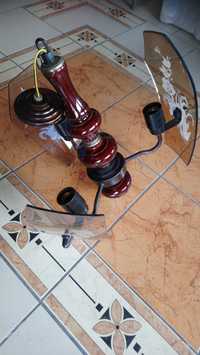 żyrandol lampa 3 żarówki szklany ozdobny brązowy PRL