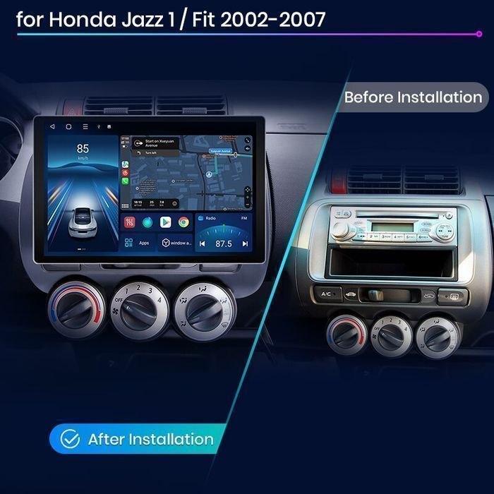 Radio nawigacja Honda Fit Jazz City 2002 - 2007 Android Auto CarPlay