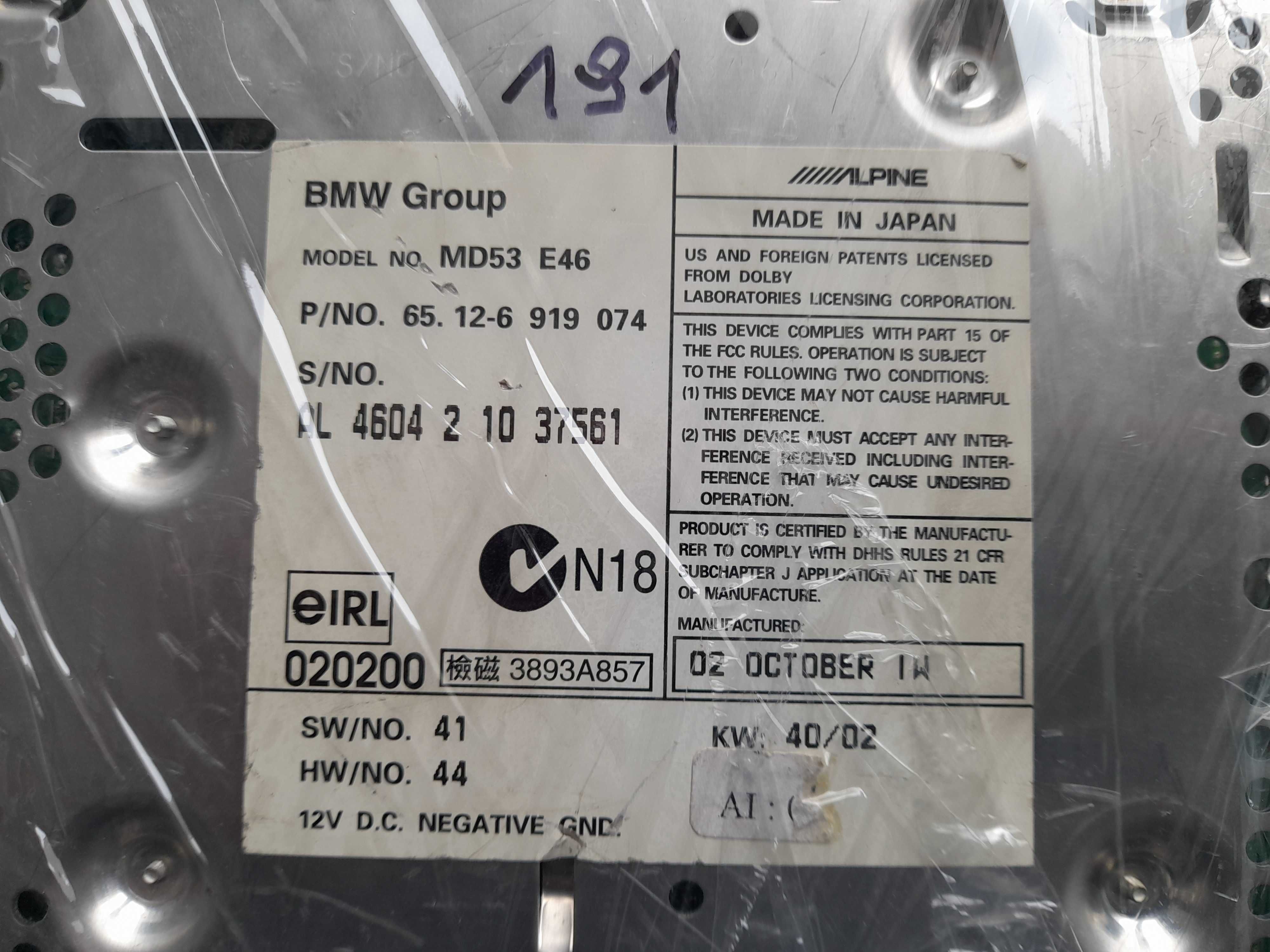 Radio BMW Business MD e46 Alpine md53 - unikat !!! Mini disc