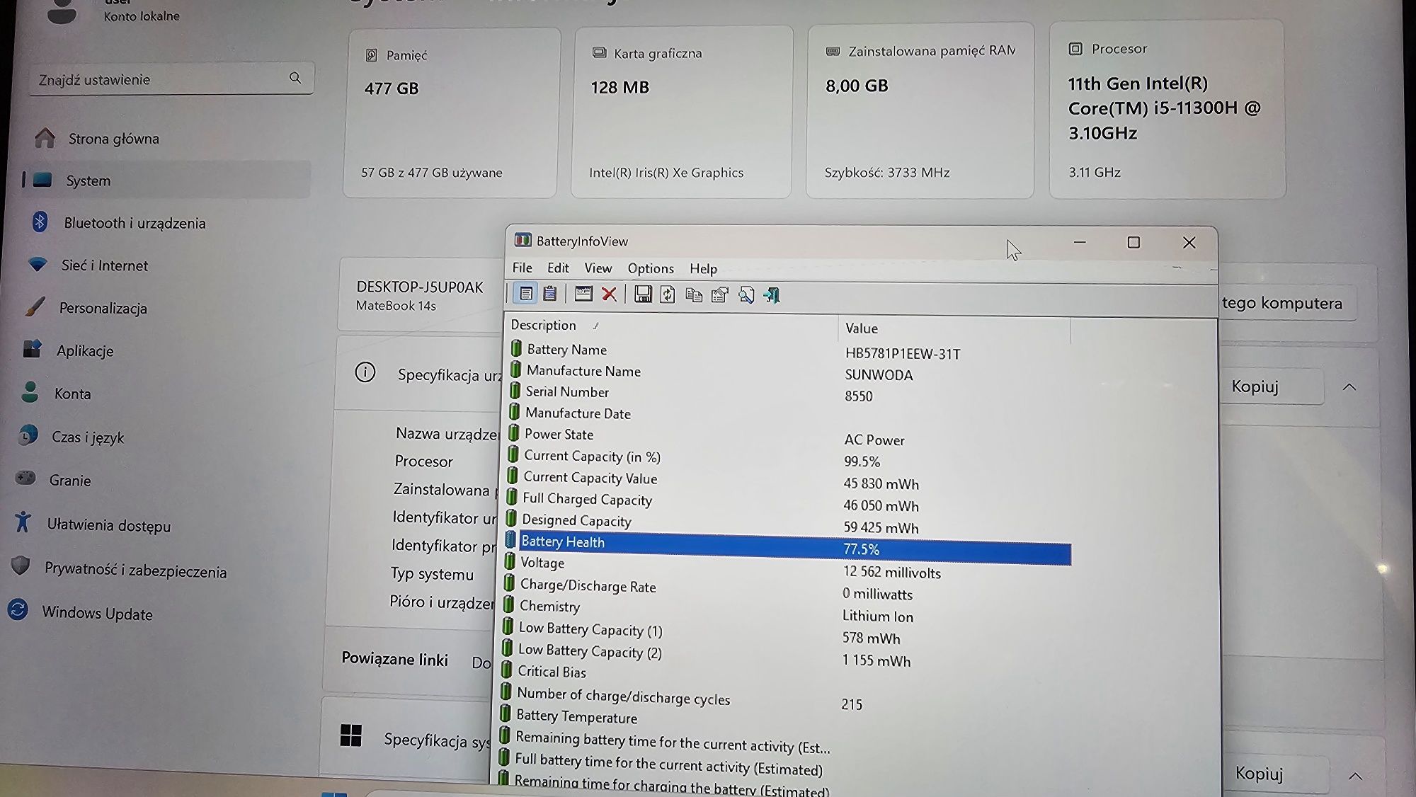 Notebook Huawei Matebook 14s dotykowy ekran